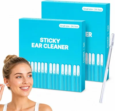 Soiftra Pack von 48 Klebrige Ohrstäbchen, Wiederverwendbarer Selbstklebender Ohrenschmutz-Entferner, Waschbares Ohrwax-Entfernungswerkzeug, Ideal für Erwachsene - Best Deal