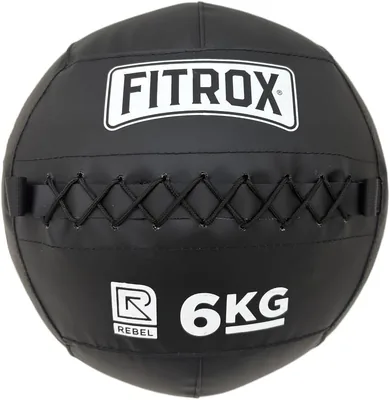 FITROX Rebel Wall Ball, 6KG, Black Blue, Cross Stitching, Gym Strength Training