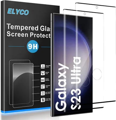 Vetro temperato ELYCO per Samsung Galaxy S23 Ultra, confezione da 2 | 2 pellicole protettive, 9H anti-graffi/anti-olio