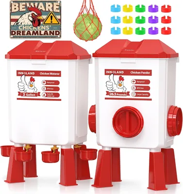 INNOLAND Chicken Feeder & Waterer Set - 12kg/11L Best Deal