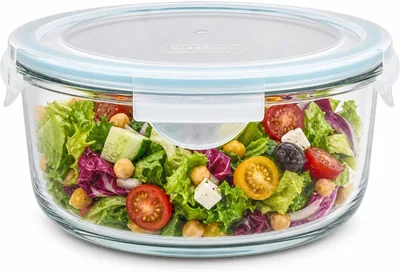 Glasslock Glass Food Storage Container 2050ml Round Airtight BPA Free Lid, Microwave & Dishwasher Safe