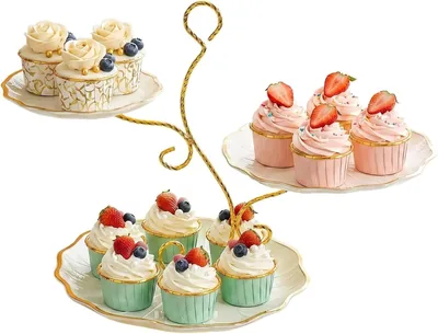 CENXI 3-Tier Cupcake Stand - Modern Tea Tray for Dessert