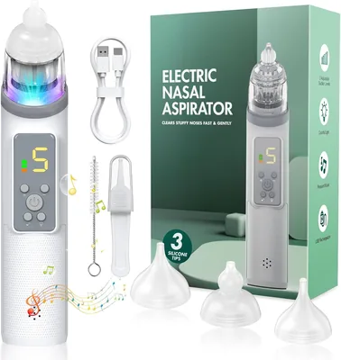 Vacuum nasal bébé électrique 5 niveaux, rechargeable IPX5 | Aspirateur nasal pour bébé avec 5 modes