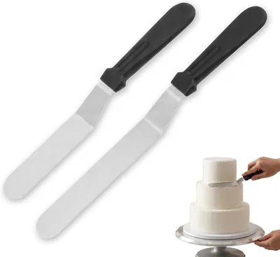 Gooduanduan Offset Spatula Set - 2 Pcs Stainless Steel Icing Spatulas 15cm 20cm Non-Slip Handle Dishwasher Safe Best Deal