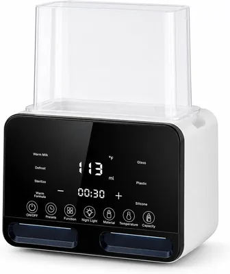 Esterilizador y Calentador de Biberones 6 en 1 con Secador de Vapor para Bebé, 2 Mamaderas, Pantalla LED Táctil