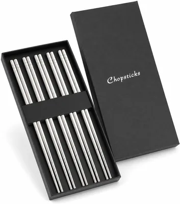 Stainless Steel Chopsticks 5Pcs - Nonslip, Heat Resistant