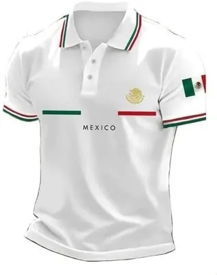 Camiseta Playera México Mundial 2026 Hombre, Polo Casual con Estampado del Día de la Independencia