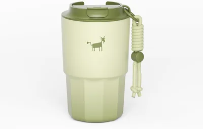 Cheerful Goat Ceramic Travel Mug 15oz Green