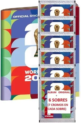 Álbum + 6 Sobres Mundiales USA 2026 (Pegatinas) - Mejor Oferta