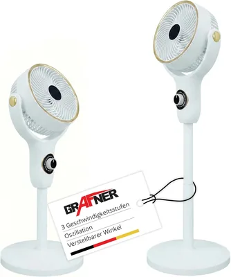 Grafner Premium 3-in-1 Bodenventilator, höhenverstellbar, 52-98 cm, als Tisch-, Stand- oder Deckenventilator nutzbar, mit Schwungfunktion, 3