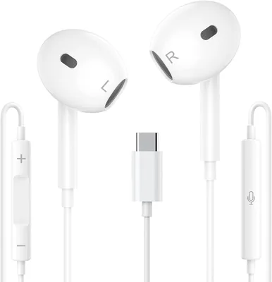 USB C Headphones iPhone 17 16 15 Pro Max Type C Earbuds Mic Remote