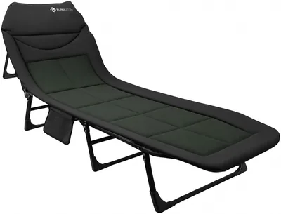 Eurocatch Hopfällbar Campingbädd - 4 Stödben - Justerbart Ryggstöd i 5 Positioner - Vadderat Huvudstöd - Sidoficka - Campings Best Deal