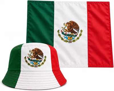Kit Gorro Tricolor y Bandera de México Bluelander, Accesorios para Aficionados, Eventos Deportivos, Celebraciones 60 × 90 cm