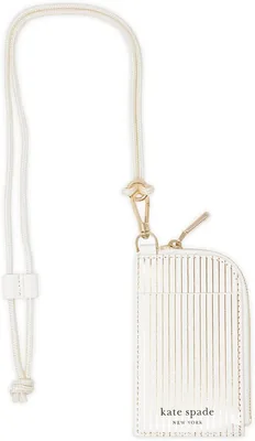 Kate Spade New York ID Badge Holder with Lanyard, Gold Pinstripe