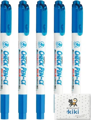 Alpha WYT20-BL ハイライターペン 記憶保持用、水性、青、5本セット、柔軟なノズル、逆さに書いてもにじまない、ツインタイプ、セール品