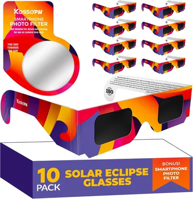 Kesseph Sonnenfinsternisbrille 2026 genehmigt, (10/5/2-Pack) - Sichere Sonnenbrillen für direkte Sonneneinstrahlung