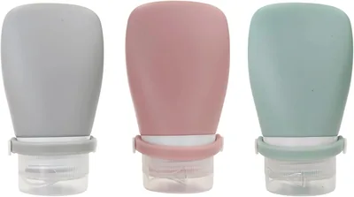 Q-FLA Silicone Travel Bottles Set of 3, 2.0 fl oz (60 ml), Mix Colors