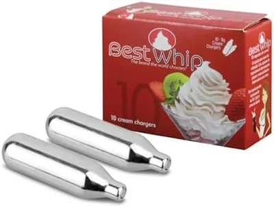 Best Cream Brand Chargers - 8.4g Whipped Capsules, Pack of 10, Stainless Steel