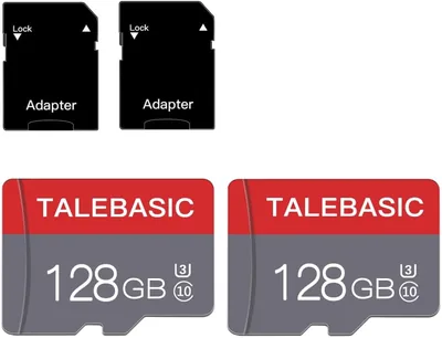 Lot de 2 Cartes Micro SD 128 Go Classe 10 Haute Vitesse avec Adaptateur SD pour Tablette/Smartphone/Appareil Photo/Autoradio - Meilleur Prix