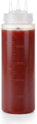 Cuisine Art 3-Nozzle Squeeze Bottle 18oz Condiment Dispenser White PE Plastic