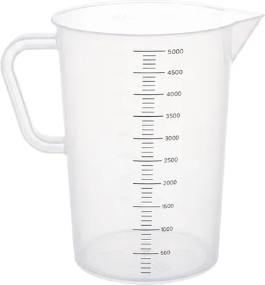 Cuisine Art 5000ml PP Plastic Measuring Jug - BPA-Free White Graduated Beaker Cup Pitcher with Handle & Easy-Pour Spout