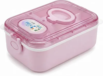 علبة غداء للأطفال والبالغين، خالية من BPA، 2.5 لتر | آمنة للمايكروويف وغسالة الأطباق، مع ملعقة، بأربعة أقسام
