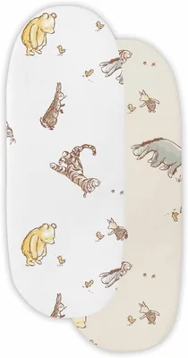 Moses Basket Sheets Fitted 2 Pack - Winnie the Pooh Cotton Rich Bedding Best Deal