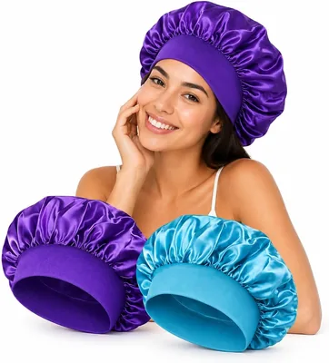 Kit com 2 Toucas de Cetim - Proteção Noturna Anti-Frizz para Cabelos, 30 cm, Cores Sortidas