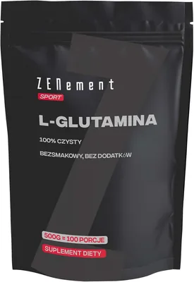 L-Glutamina w Proszku 5000 mg - Czysta Wegańska Zenement - Bez Smaku, 500 g, 100 Porcji