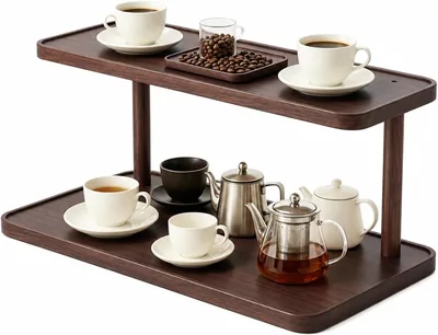 2 Tier Bamboo Coffee Shelf Mug Stand - Best Deal