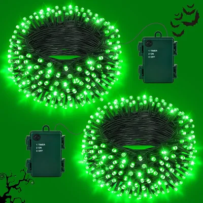 Joolivo 2 Stück Halloween Lichterkette Outdoor Grün 12M 120LED mit Timer IP65 Wasserfest - 24% Rabatt