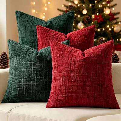 4 Fundas de cojines decorativos 45 x 45 cm, chenille almohadas elegantes, estilo lujoso fundas de almohada, para sala