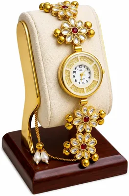 Kashmiri Kundan Wristwatch for Women | Ethnic Floral Bracelet Watch, Meenakari Work, Pearl Tassels - Best Deal