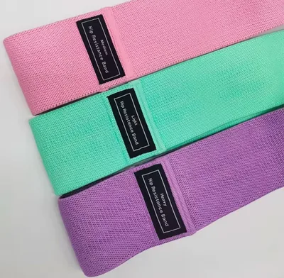 Hip Resistance Bands Set - 3 Levels of Resistance, Carry Bag, Pink/Mint/Purple