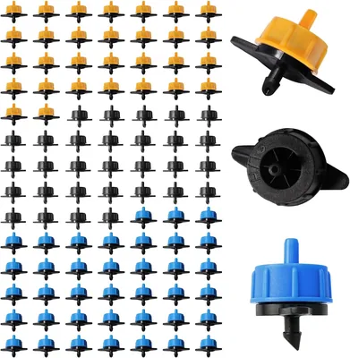 VooGenzek 100st 3 Gröor 0.5/1/2 GPH Tryckkompenserande Drippare, 1/4" Plastisk Irrigationsdrippare, Trädgårdsvattendripper