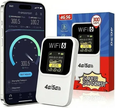 Routeur WiFi 6 5G Débloqué, Modem Mobile 5G avec Slot SIM, Connecte jusqu'à 30 Dispositifs, Haut Débit Internet