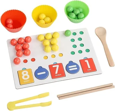 Montessori Bead Clamp Maths Toy - Counting & Colour Sorting for Toddlers