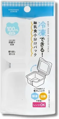 冷凍可能な離乳食小分けパック 100ml（6個入）電子レンジ対応目盛り付き (白)