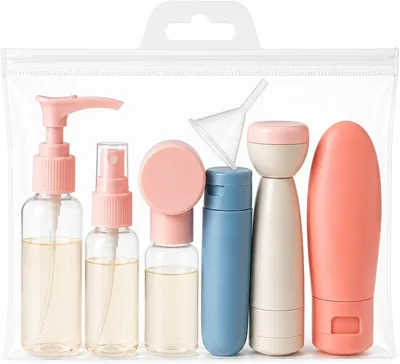 Kit Frascos para Viagem 11 Peças com Necessaire Transparente - Recipientes Reutilizáveis para Shampoo, Condicionador e Cremes