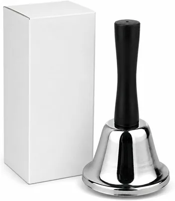 Hand Call Bell - Black Handle Metal Service Bell