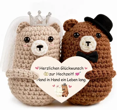 Giftota Hochzeitsgeschenke für Braut und Bräutigam, Taschenumarmung Bär Figuren | Romantisches Liebesgeschenk für Sie, inkl. Taschenumarmung Bär