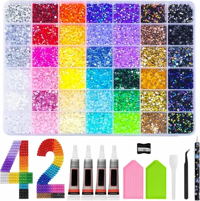 42 Colors Rhinestones Nail Art Kit - 36000 Pieces with Tools