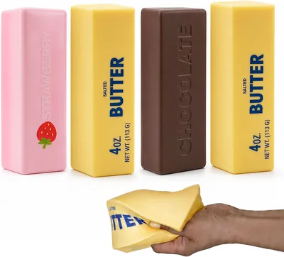 4 st Stück Butter Squishy Squeeze Toy, Fidget Toys, Antistress-Spielzeug Schokolade & Erdbeere