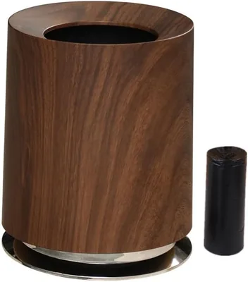 SAELBAZAR Walnut Color Trash Can - Double Bin with Base, Large Capacity