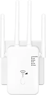 Qwdqwd WLAN Wiederholer/Verstärker 1200 Mbit/s DualBand Für Alle Wi-Fi Geräte | WLAN-Repeater Internetverstärker mit Äußerem 4-Antennen Design