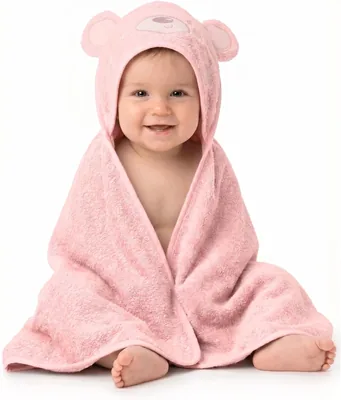 O-dag Triangle Baby Pur Spjälsbadrob 100% Cotton med Hut Animal Towels Super Absorbent och Lavbar 75x75cm Best Deal