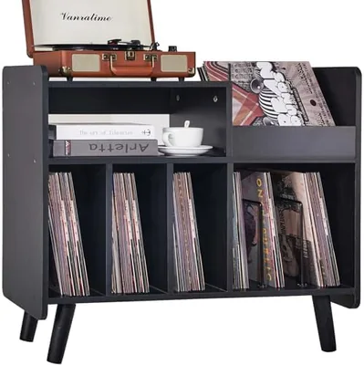 UODERS Record Player Stand - Large Cabinet with Storage
