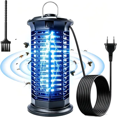 HOAMZ Elektrischer Insektenvernichter, 360° Mückenkillerlampe, 3 m Stromkabel, UV-Mückenlampe, Hochspannungs-Insektenfänger, Fliegen