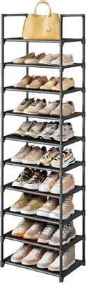 Kitsure Zapatera de 10 Niveles, Organizador de Zapatos, 173 x 42 x 30 cm | Diseño Vertical Ahorra Espacio, Niveles Desmontables