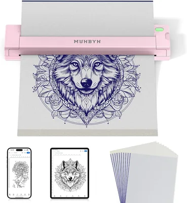MUNBYN ITP05S Tattoo Printer Kit - Pink